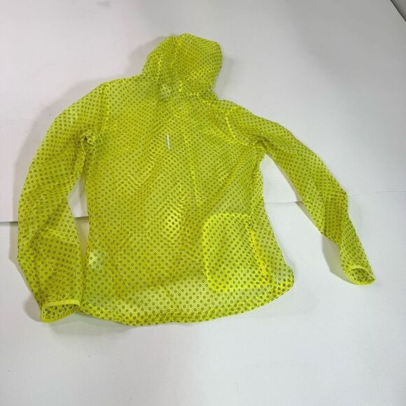 Nike Jacket Women XL Yellow Polka Dot Running Windbreaker Reflective Hooded Neon - Picture 7 of 8